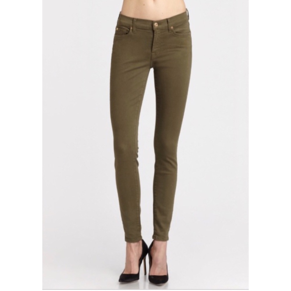 7 For All Mankind Skinny Jeans in Army Green Sz 27.
